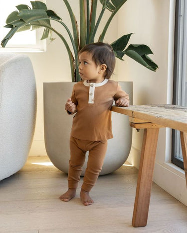 Quincy Mae Organic Ribbed Legging, Cinnamon